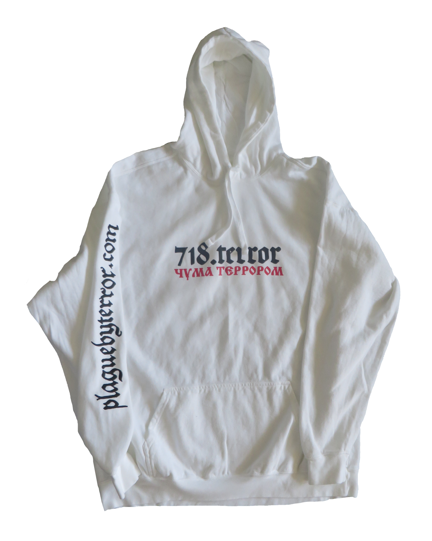 718.terror Cyrillic Hoodie | White